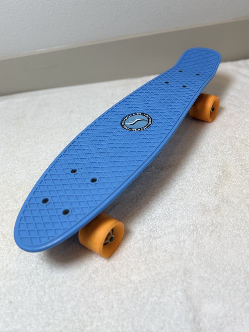 Vintage Skateboard Street Flyers 22" Blue Deck Orange Wheels